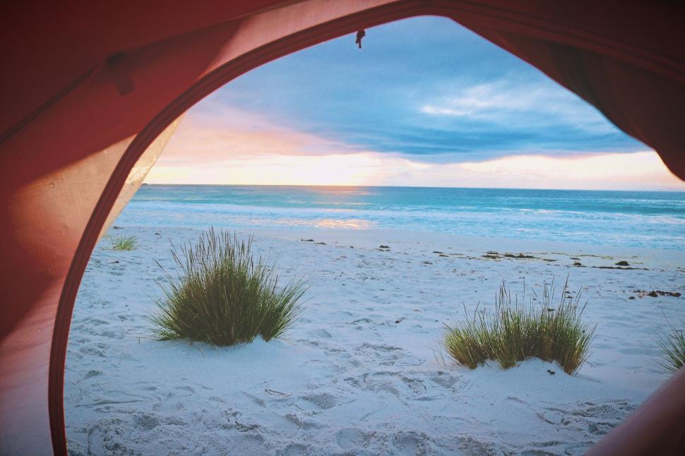 Free Image of Ocean View Through Tent Opening 