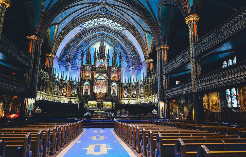 Free Image of Majestic Cathedral With Blue Carpet 