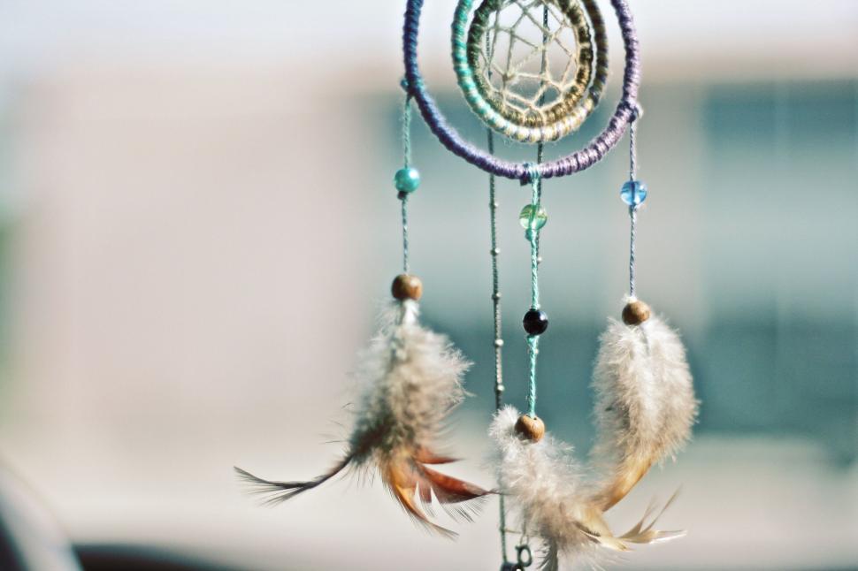 Free Image of Close Up of a Dream Catcher With Feathers 
