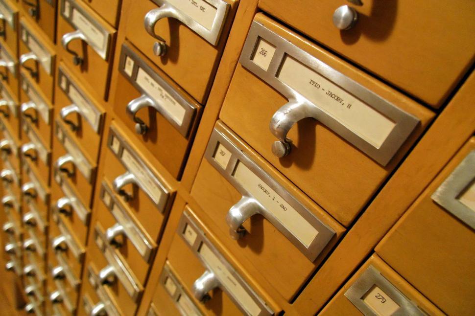 Free Image of Organized Rows of Filing Cabinets With Drawers 
