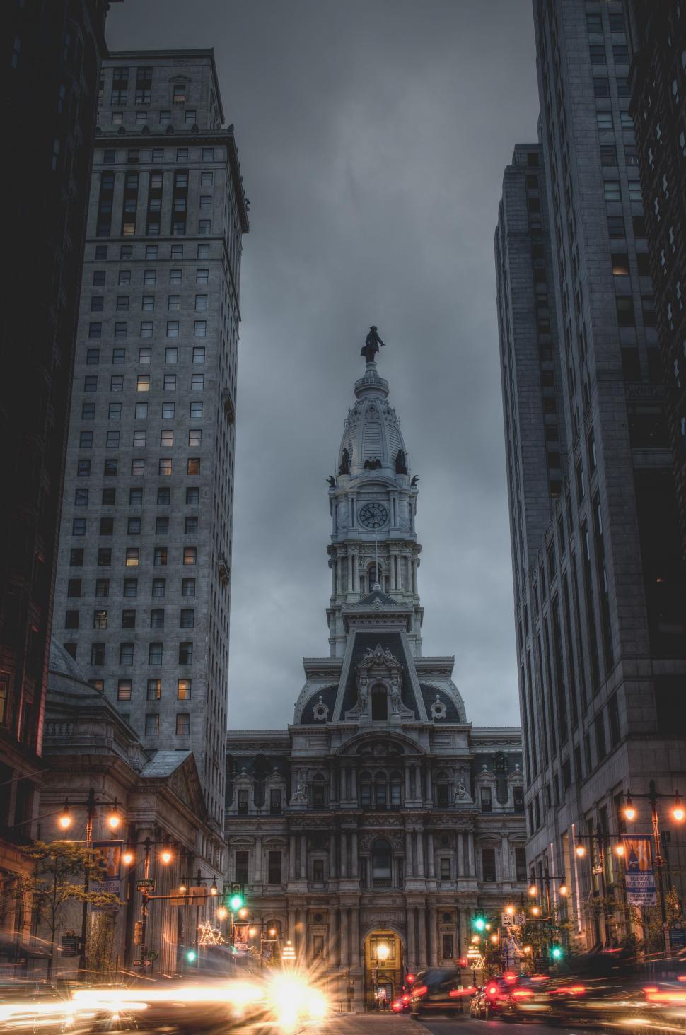 Free Image of Towering Building With Central Clock Tower 