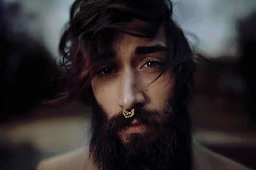 Free Image of Man With Beard and Nose Ring 