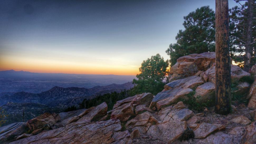 Free Image of Sun Setting on Rocky Mountain 