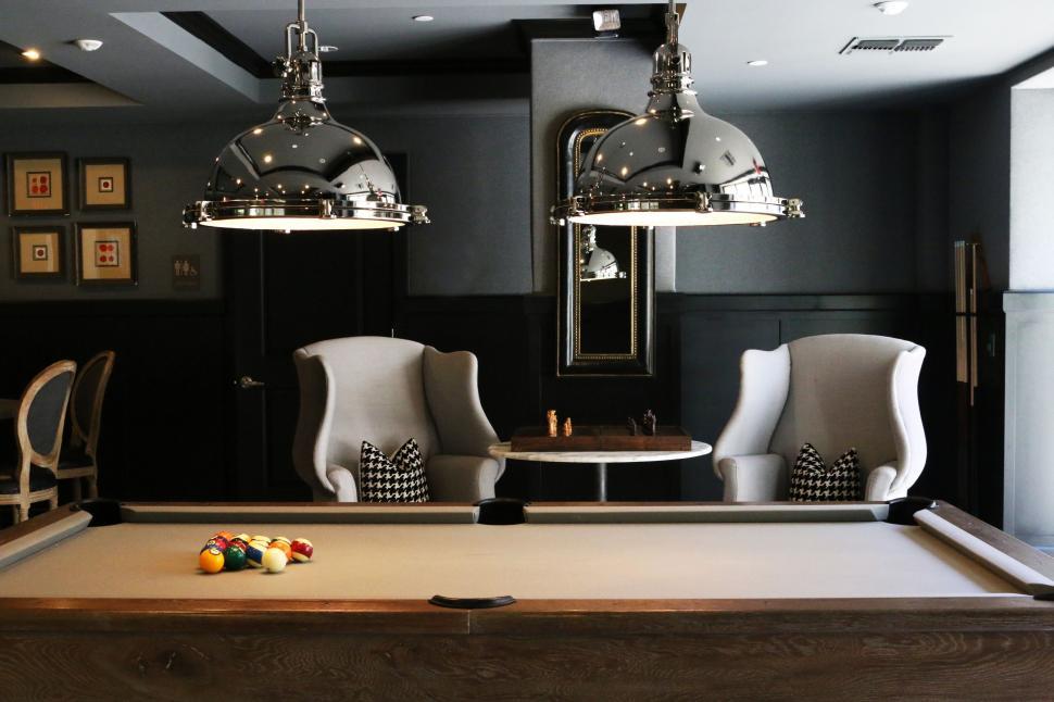 Free Image of Pool Table in Room With Chairs 