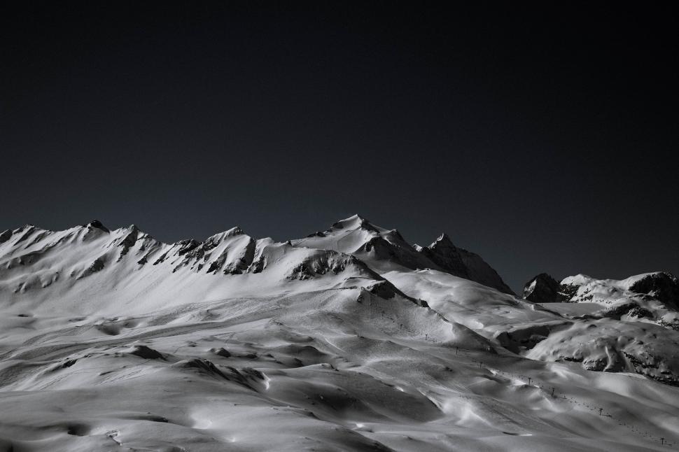 Free Image of Snow Covered Mountains in Black and White 