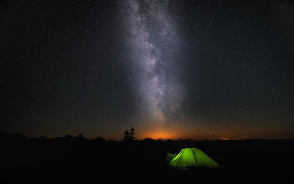 Free Image of Green Tent in Field Under Night Sky 