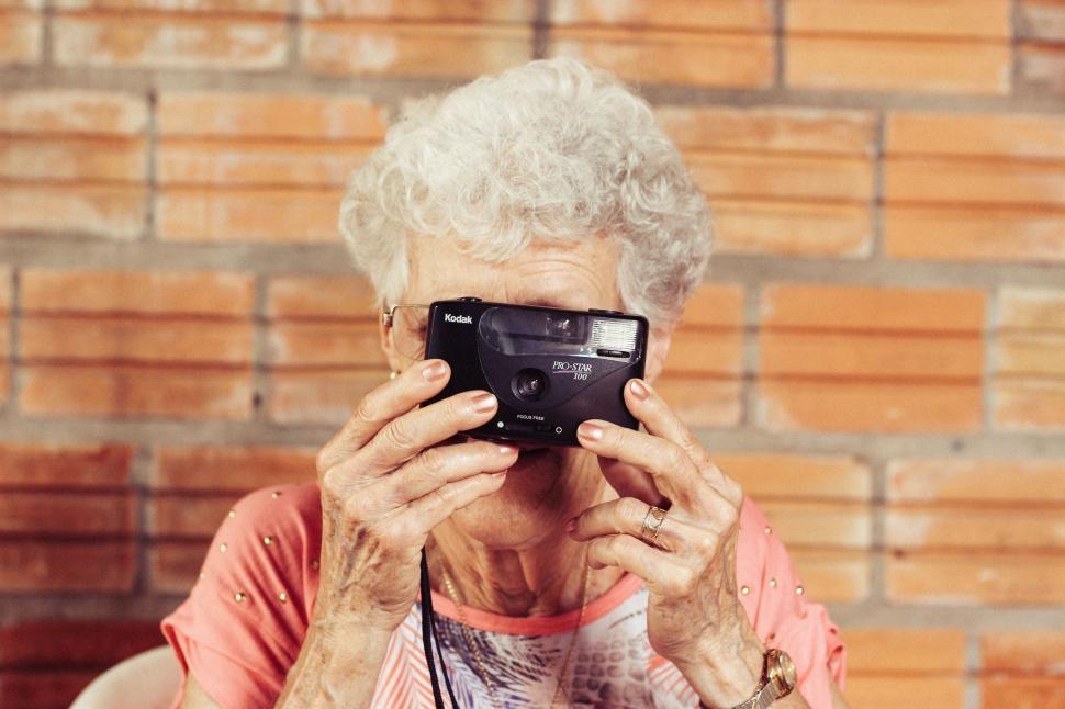 Free Image of Woman Holding Camera Up to Her Face 