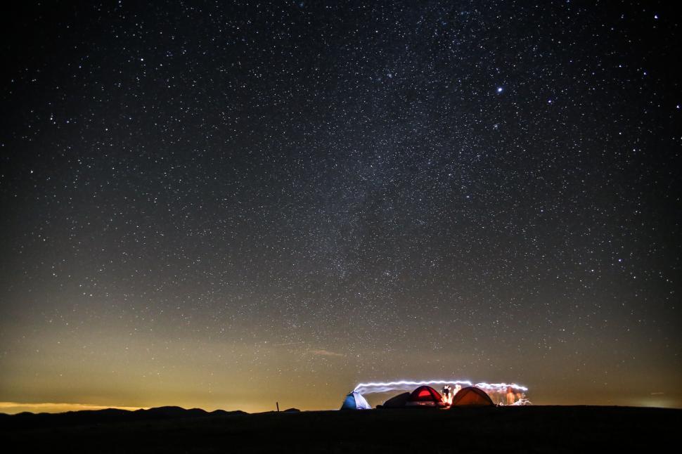 Free Image of Tent in Field Under Night Sky 