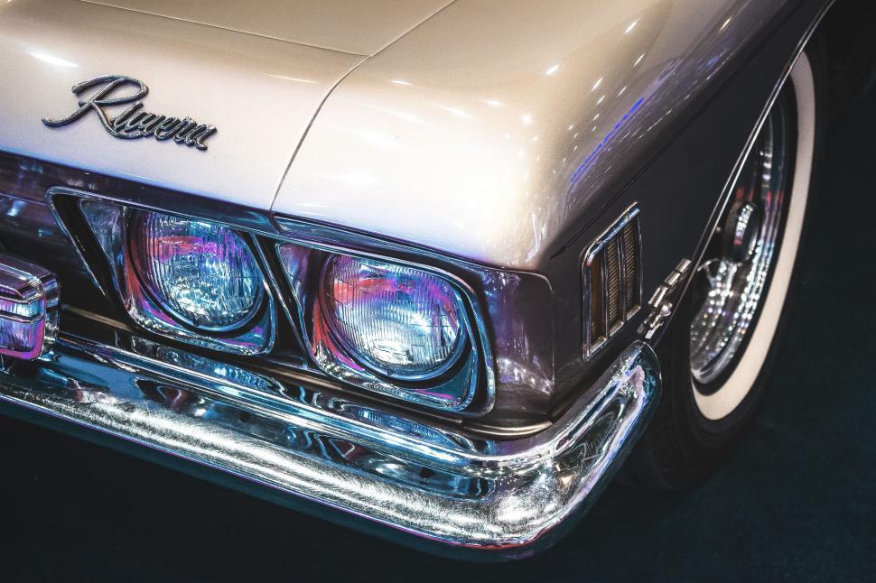 Free Image of Close Up of a Classic Car Headlight 
