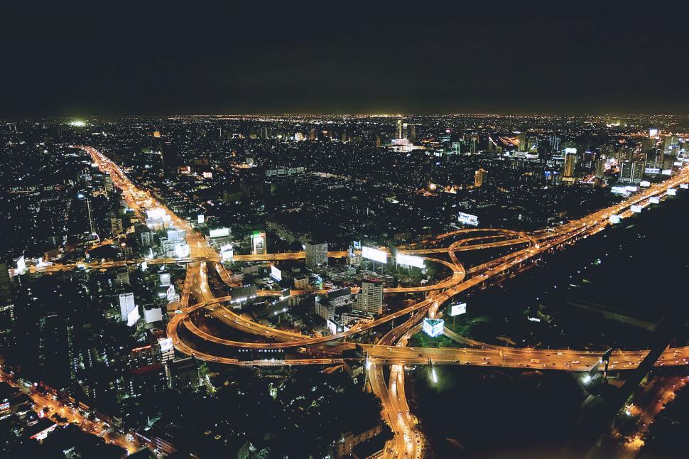 Free Image of Aerial View of City at Night 