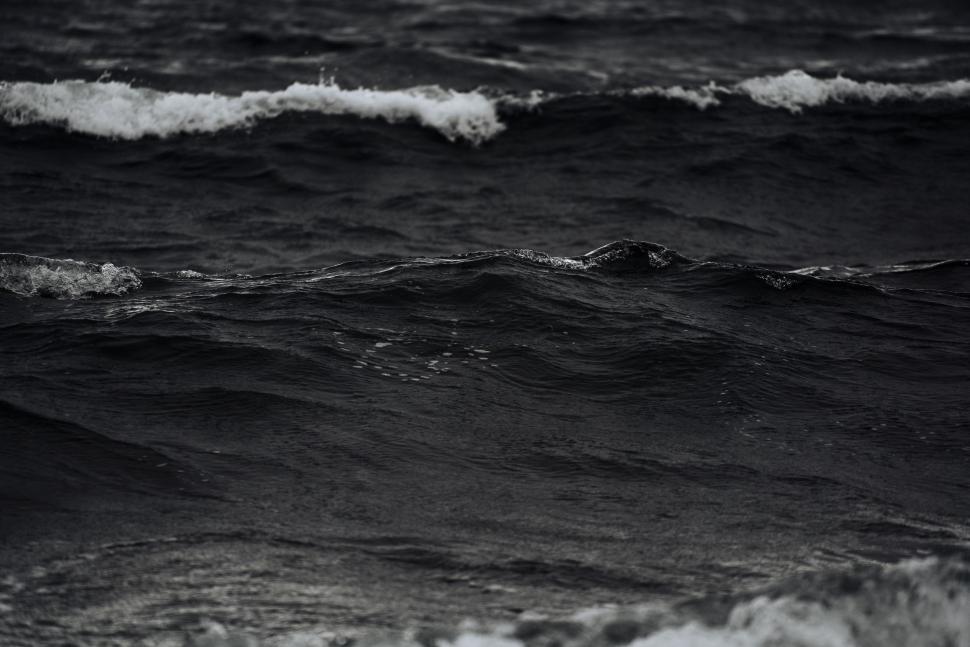 Free Image of Ocean Waves Rolling in Black and White 