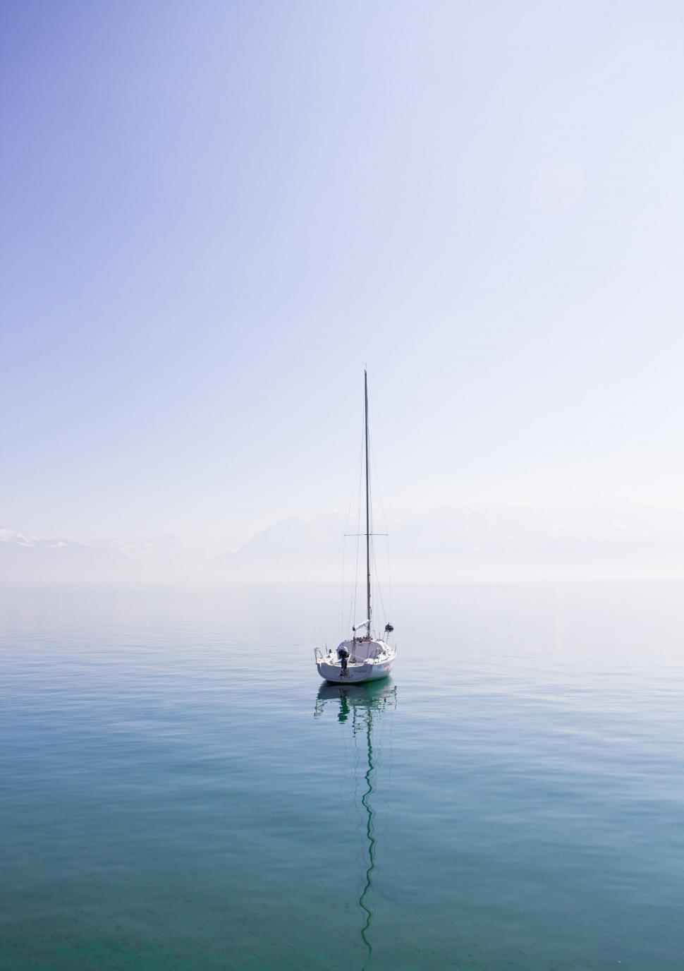Free Image of Sailboat Drifting in Open Ocean 