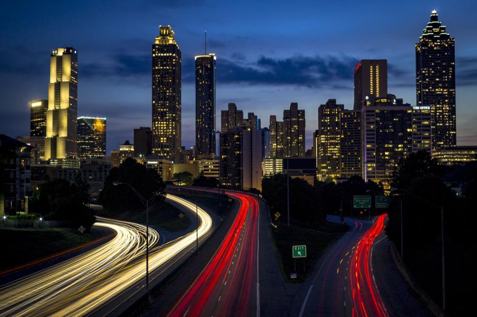 Free Image of City Night View From Freeway 