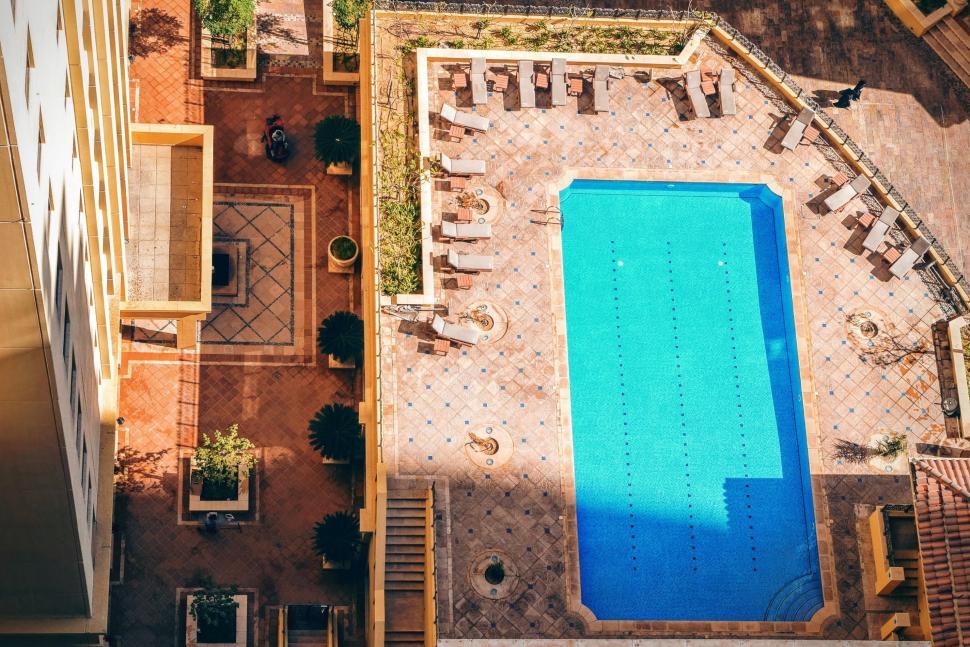 Free Image of Aerial View of Swimming Pool in Hotel 