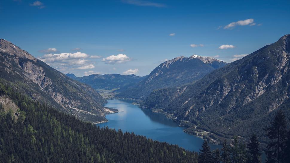 Free Image of Lake Amidst Mountain Range 