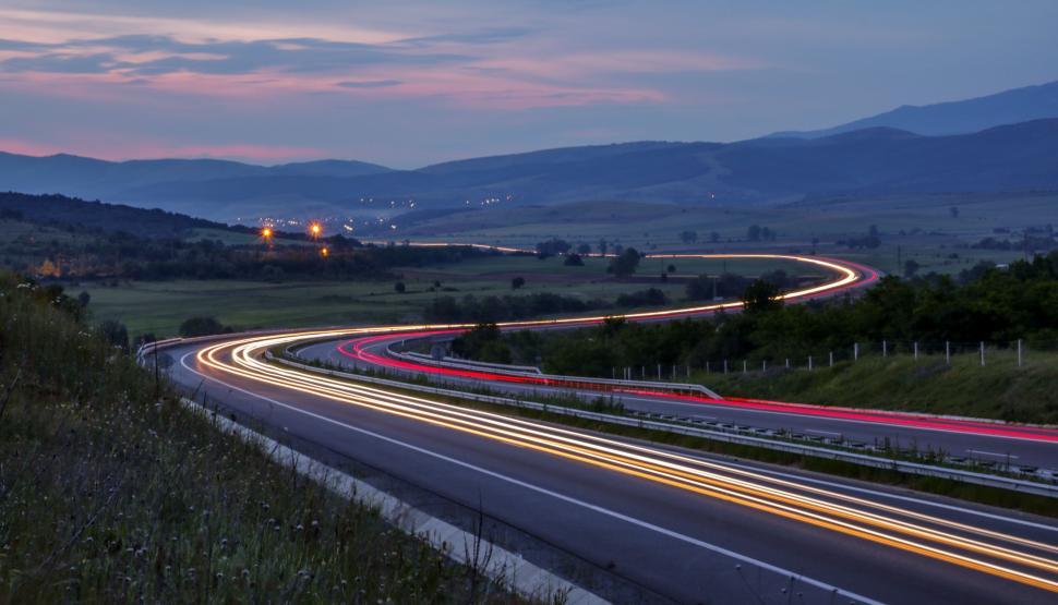 Free Image of Highway at Night Long Exposure 