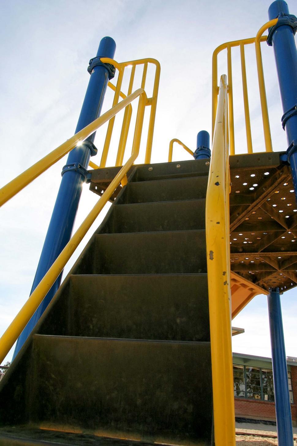 Free Image of playground school handrail climb steps heights tall high stairs ladder ascent 