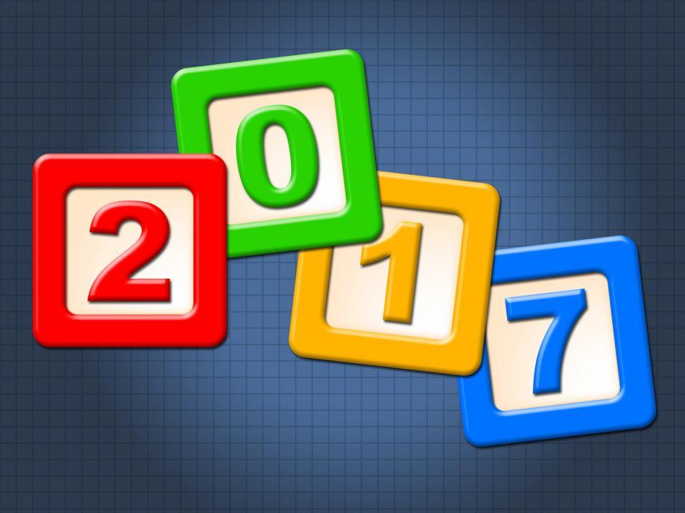 Free Image of Twenty Seventeen Blocks Represents New Year And Annual 