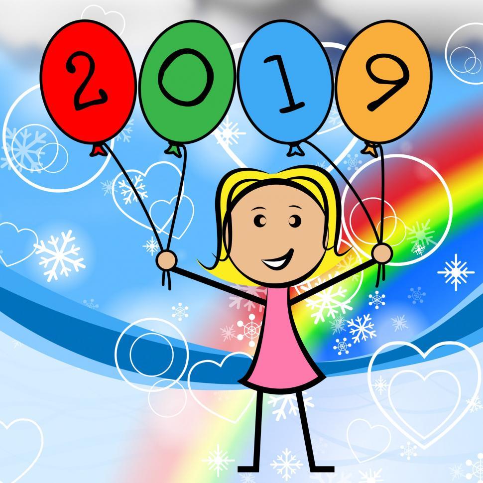 Free Image of Twenty Nineteen Balloons Indicates Young Woman And Decoration 
