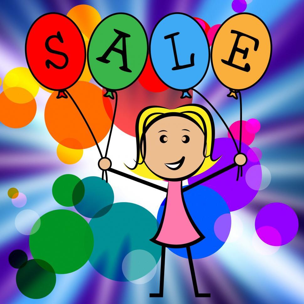 Free Image of Sale Balloons Indicates Young Woman And Kids 