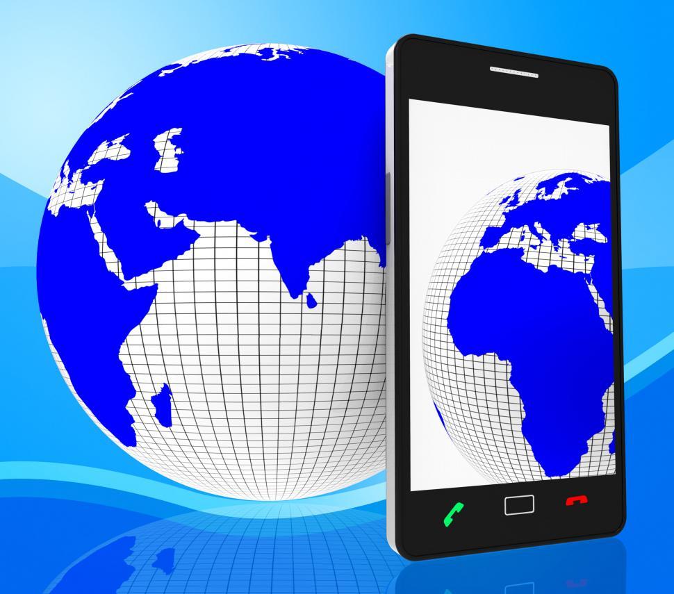 Free Image of World Phone Represents Web Site And Cellphone 