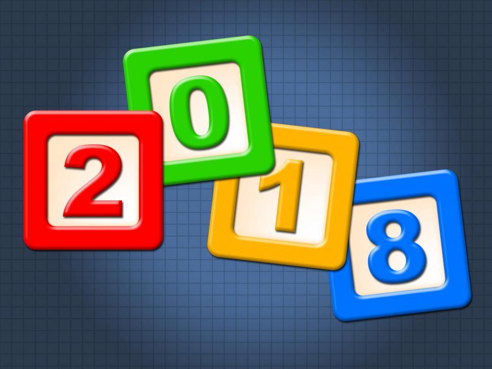 Free Image of Twenty Eighteen Blocks Represents Happy New Year And Kids 