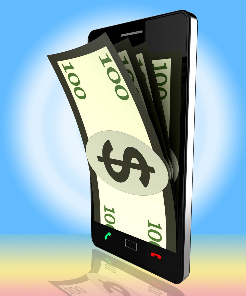 Free Image of Phone Dollars Shows World Wide Web And Banking 
