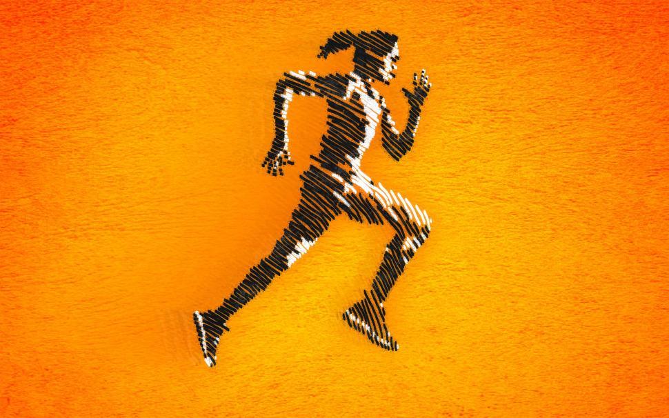 Download Free Stock Photo of Born to Run - Female Athlete Sprinting - Ink Drawing-Style Illus 
