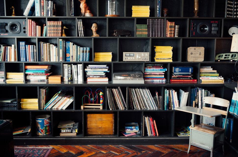Free Image of Book Shelf Filled With Lots of Books 