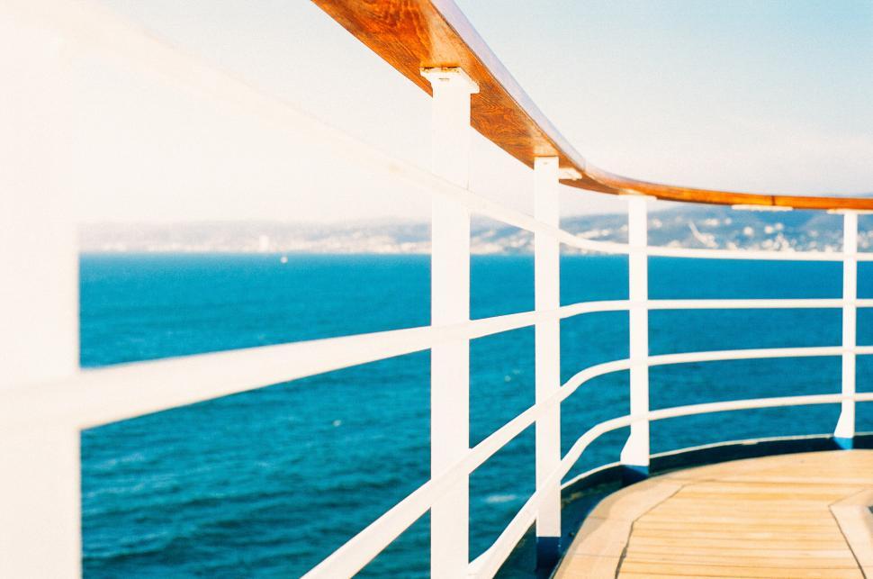 Free Image of Deck on a Cruise Ship Overlooking the Ocean 