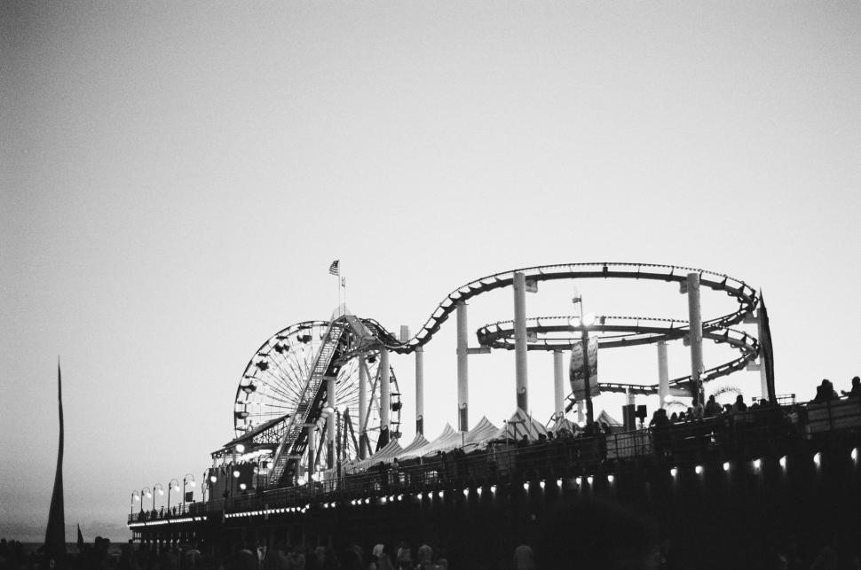 Free Image of Roller Coaster in Black and White 