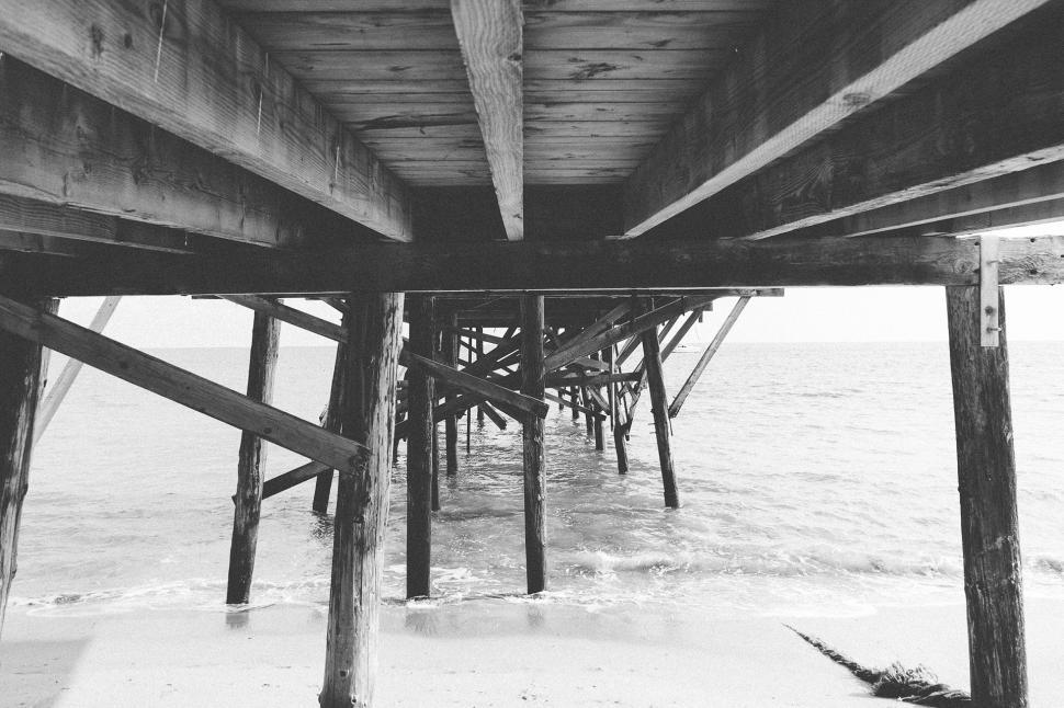 Free Image of Black and White Photo of a Pier 