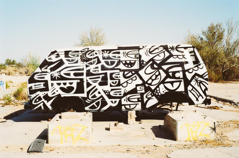 Free Image of Large Black and White Art Installation in Desert 