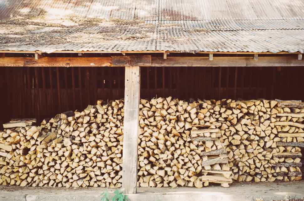 Free Image of Pile of Wood in Front of Building 