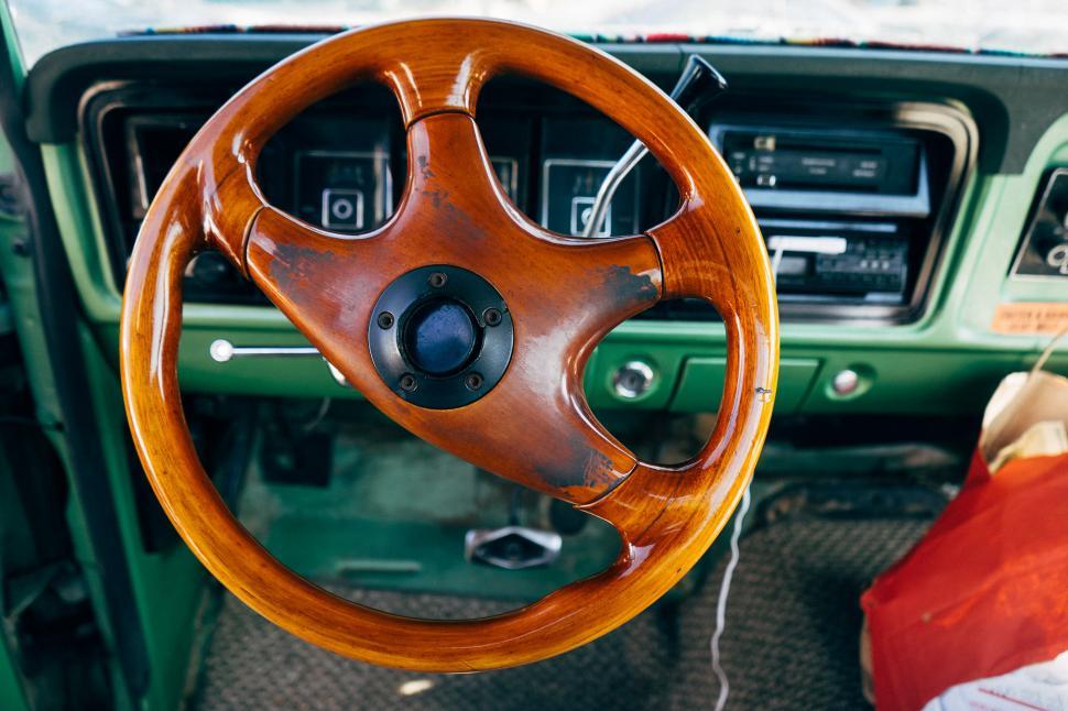 Free Image of Steering Wheel and Dashboard of a Car 