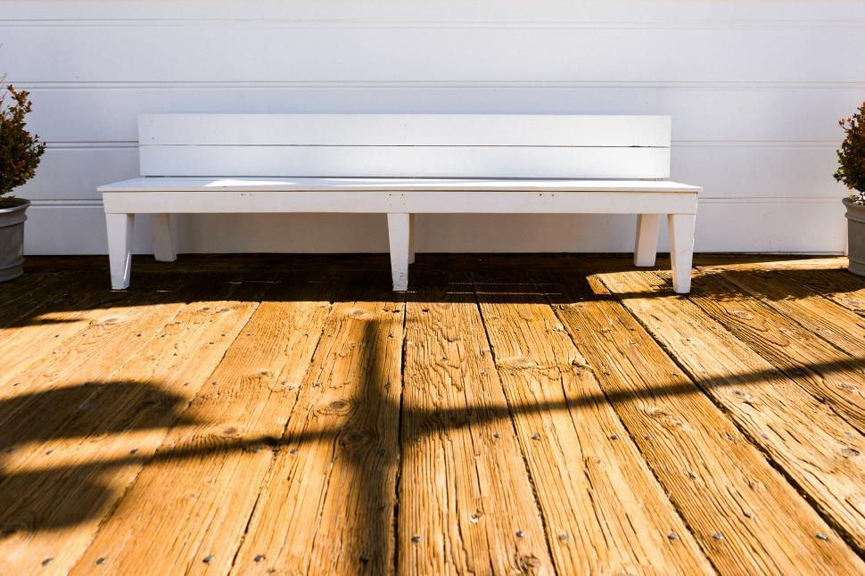 Free Image of White Bench on Wooden Floor 
