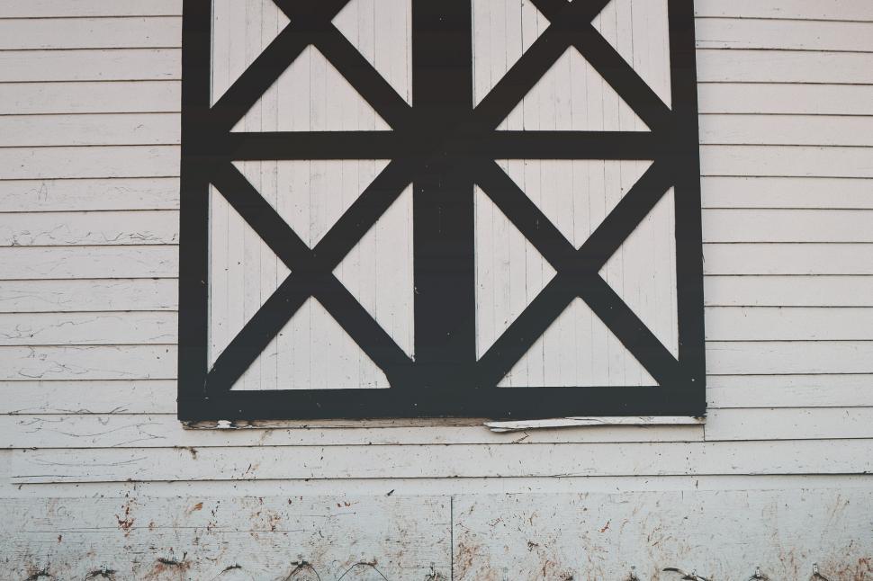 Free Image of Rustic Barn Window in Black and White 