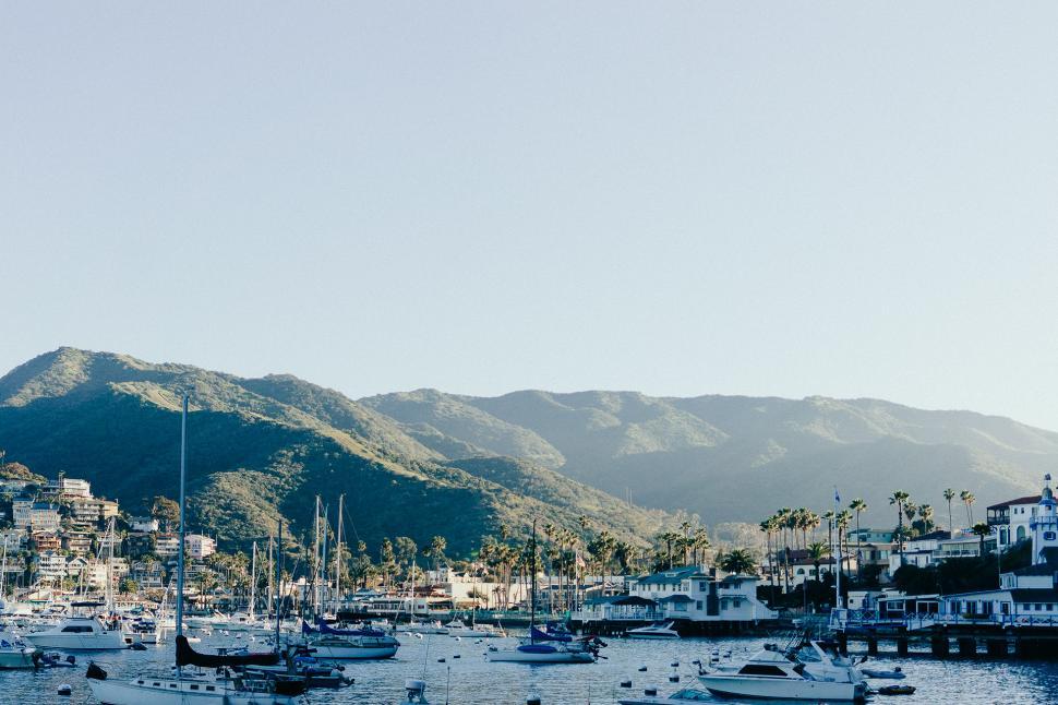 Free Image of Boats Filling Harbor Next to Mountain 