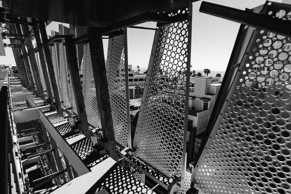 Free Image of Black and White Photo of a Metal Structure 