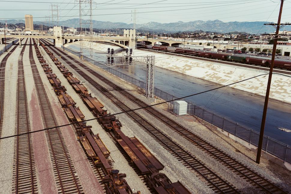 Free Image of Train Yard With Multiple Trains on Tracks 