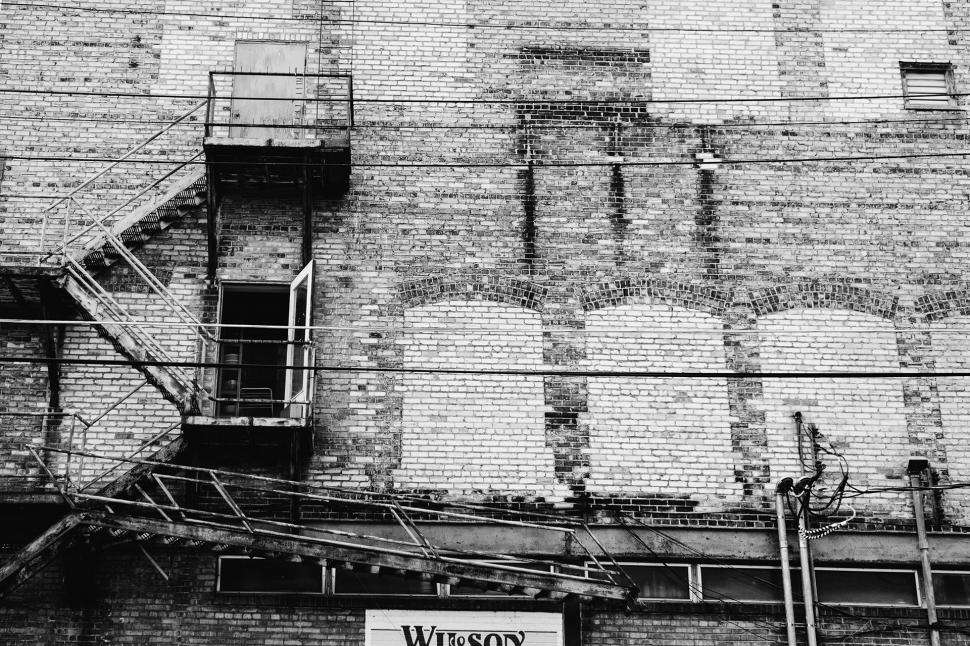 Free Image of Brick Building in Black and White 
