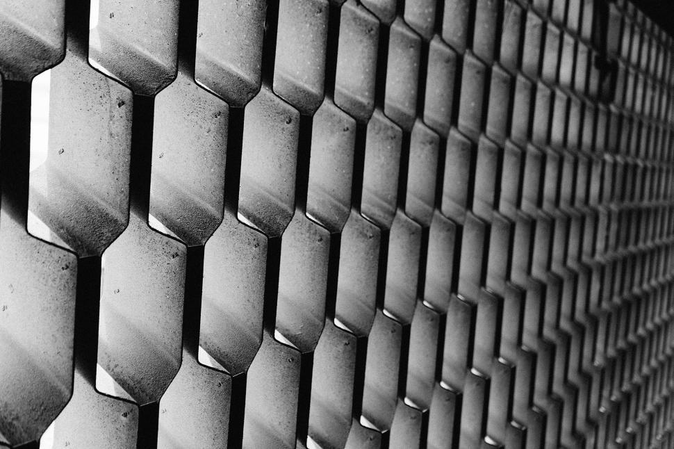 Free Image of Abstract Black and White Hexagonal Tiles 