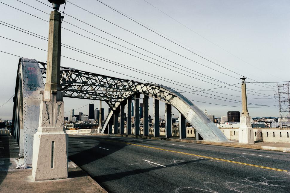 Free Image of Bridge Over Street With Power Lines 