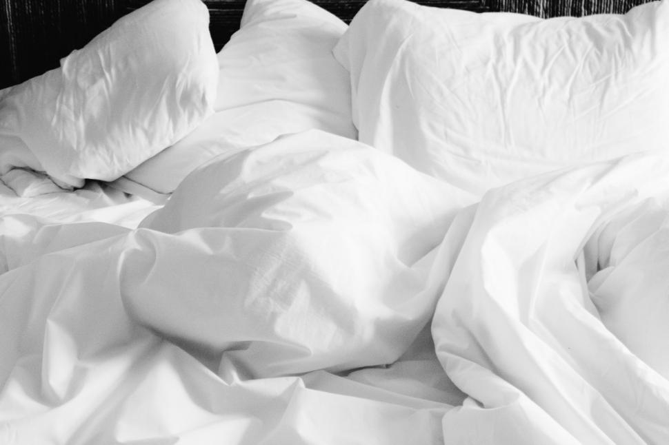 Free Image of Messy Bed in Black and White 