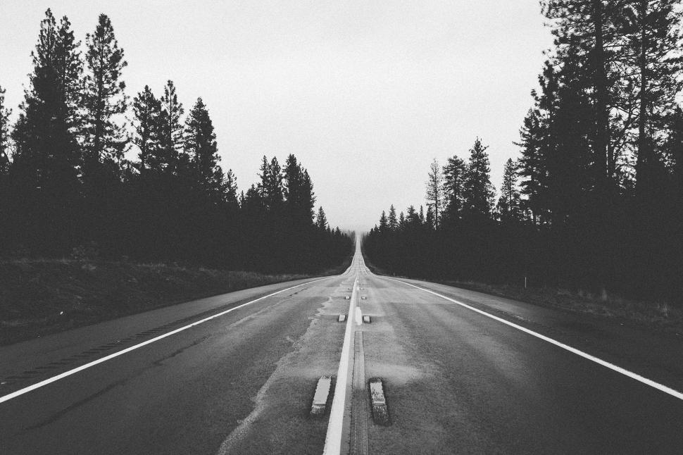 Free Image of Black and White Photo of a Highway 