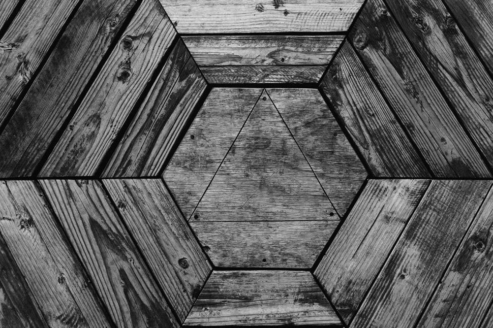 Free Image of Black and White Photo of Wood Planks 