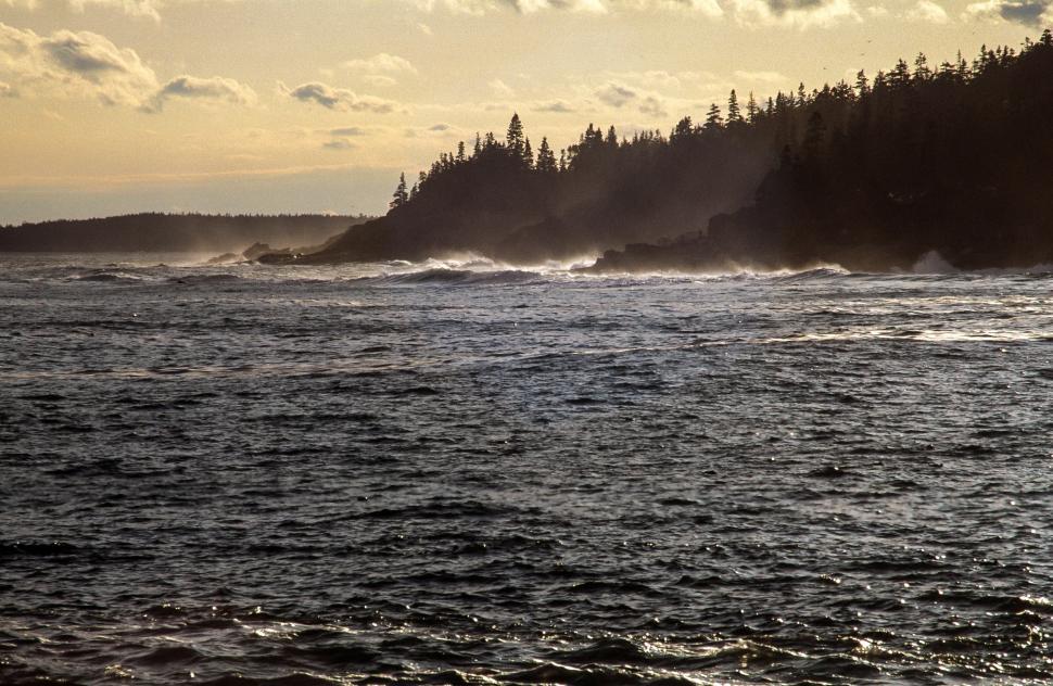 Free Image of View from Otter Cliff, rough surf 