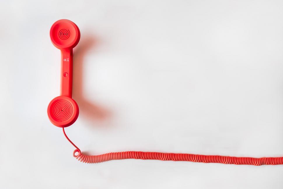 Free Image of Red Telephone With Cord 