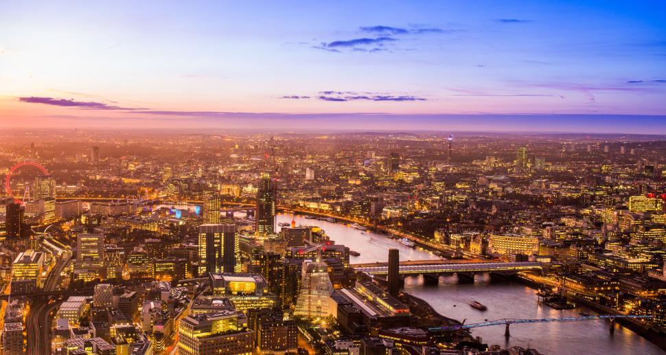 Free Image of Aerial View of the City of London at Sunset 