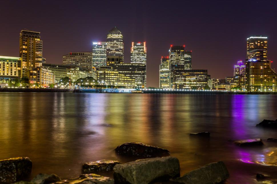 Free Image of City Night View Across Water 